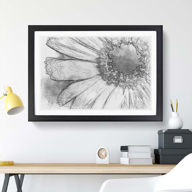 Pretty Flower in Abstract - Framed Print, 35cm H x 50cm W x 2cm D, Black