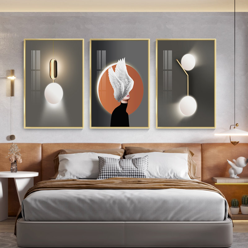 Beauté, art mural encadré en aluminium - Ensemble de 3 reproductions encadrées sur toile, H 16,3 po x l 36,3 po x P 1,65 po