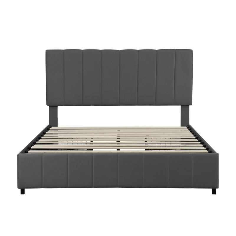 Andros Upholstered Double (4'6) Bed Frame, Grey