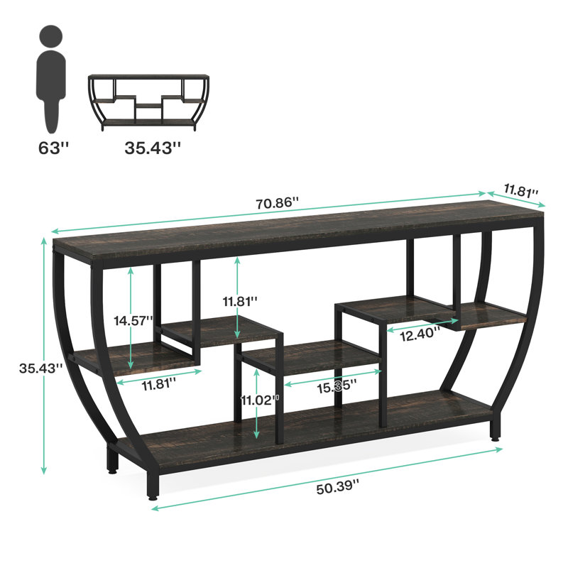 Console Herrle 70,9 po, Brun foncé / noir