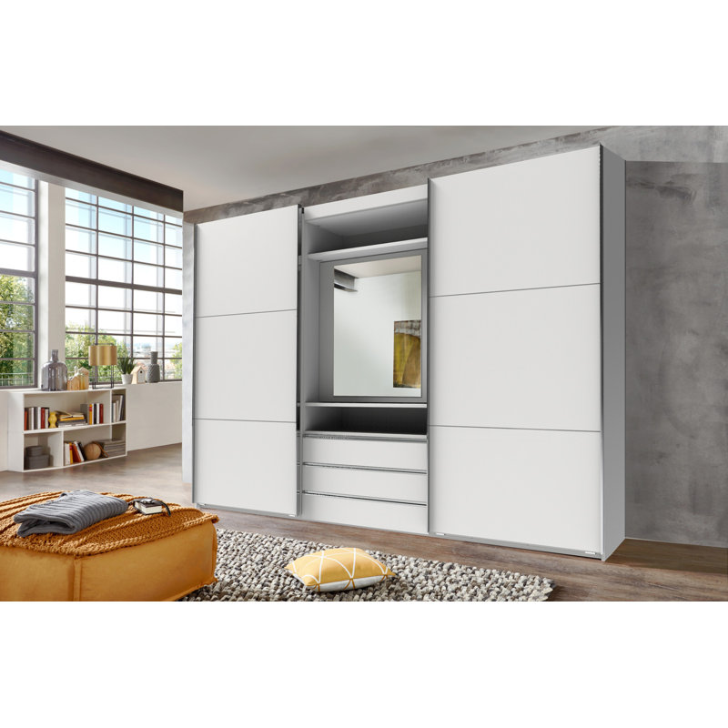Branchburg 2 Door Manufactured Wood Wardrobe, White/White