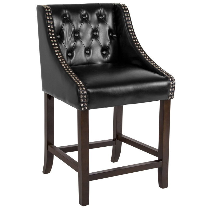 Tabouret de comptoir Teja, Noir, Tabouret de comptoir (assise de 24 po de hauteur)
