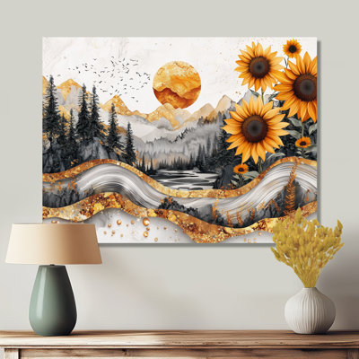 Dorvil Sunflowers Landscape Into A Crystal Winter Landscape II - Sunflowers Wall Art