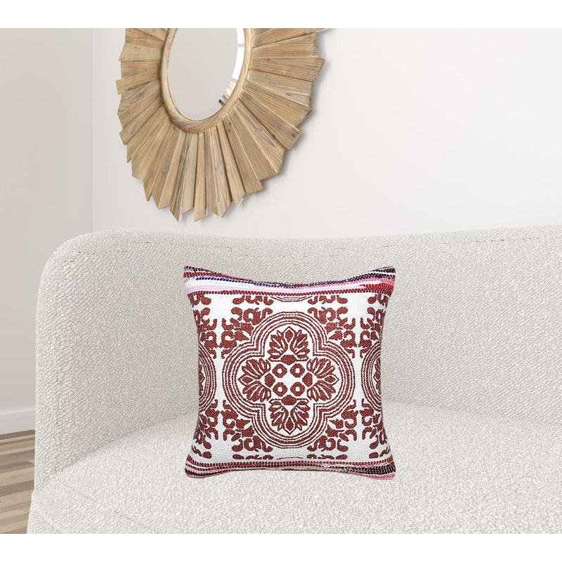Oreiller à fermeture à glissière géométrique 100% coton 20 po x 20 po