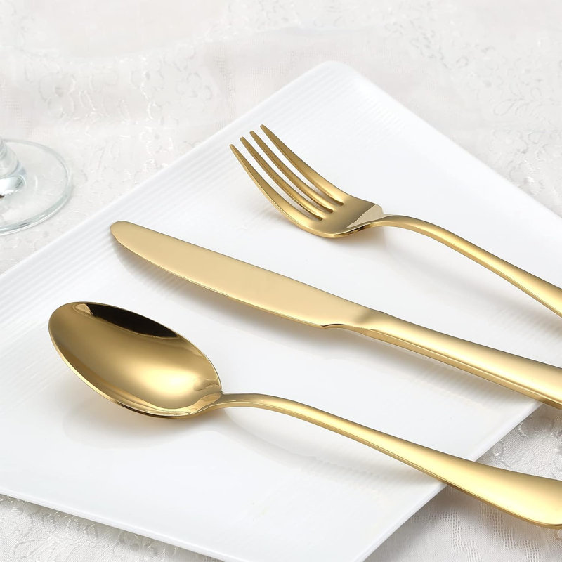 Gold Silverware Set For 8