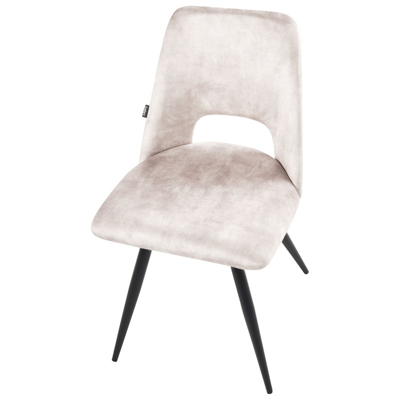 48cm H Velvet Upholstered Side Chair in Beige, Light Beige