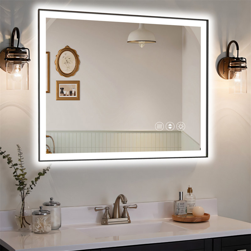 Miroir de salle de bain à DEL sans cadre 40 po x 32 po, 32 po x 40 po