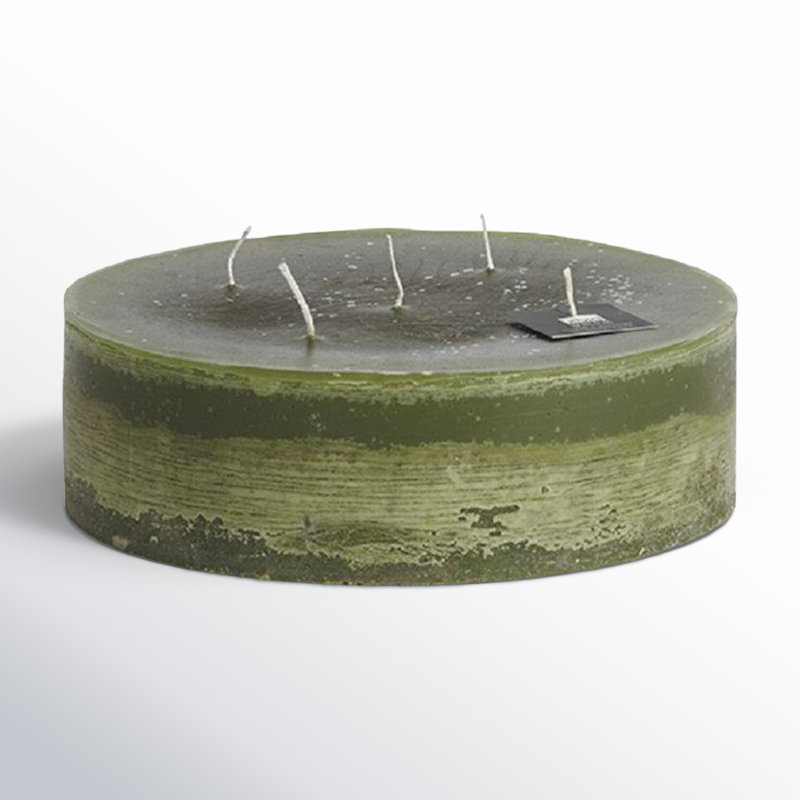 Bougie pilier super non parfumée, H 2,75 po x l 9,05 po x P 9,05, Vert foncé