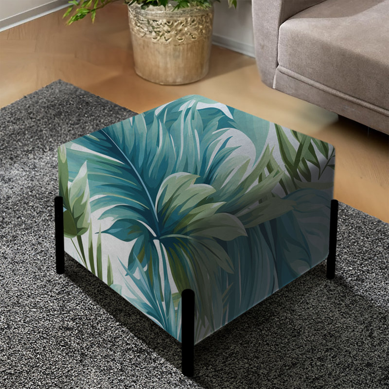 Motif tropical bleu azur et vert auvent - repose-pieds carré tropical