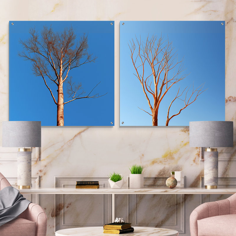 «Blue Timbers Trace Photo», ensemble de 2 verres muraux en acrylique, H 16 po x l 33 po