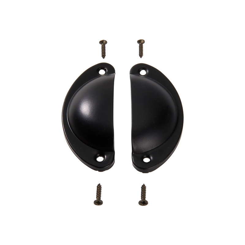 2Pcs Shell Cup Furniture Handles, Matte Black
