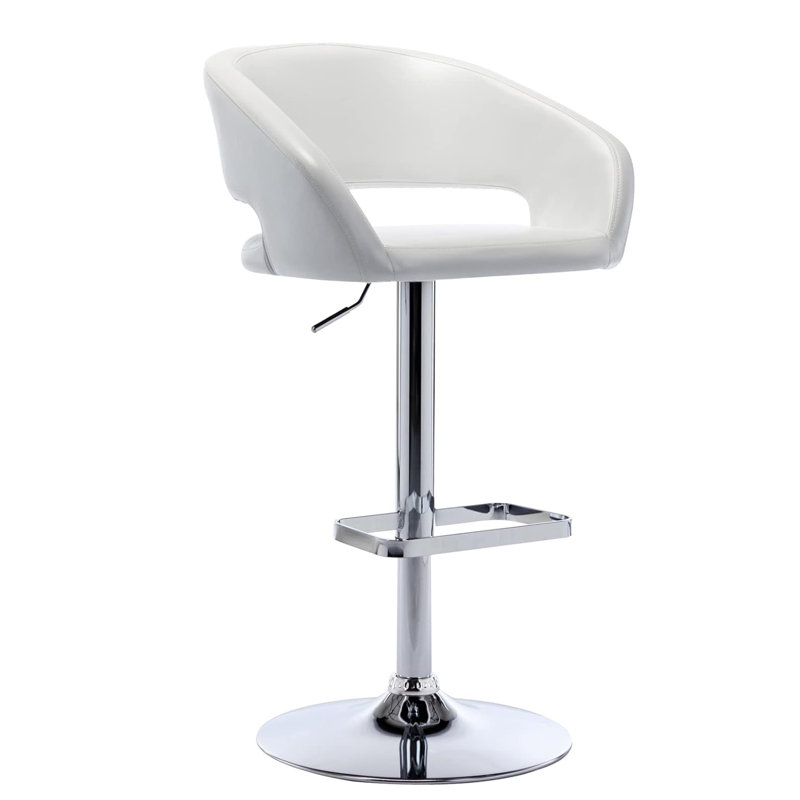 Tabouret de bar rotatif à hauteur ajustable Anastacio, Argent argent, Blanc