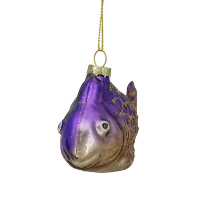 Ornement de Noël en verre 4 po mauve et doré