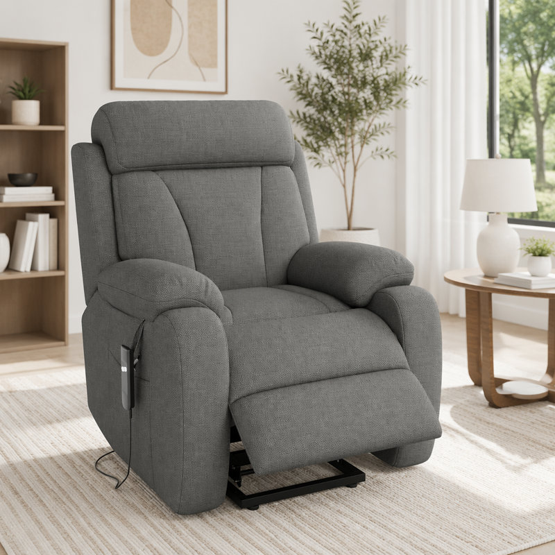 Fauteuil inclinable électrique Power Lift, Tissu velours flocon de neige, Dark Grey