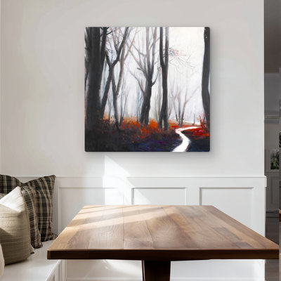 Mysterious Forest with Stream - Contemporary Metal Print Decor