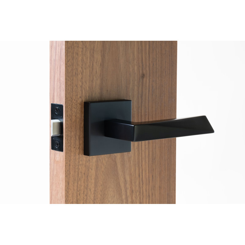 Alpine Lever 19 Privacy Set With Square Rose, Satin Black