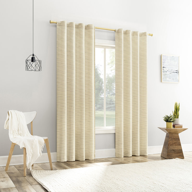Laurel Space Dyed Textured Semi-Sheer Back Tab Curtain Panel, Beige, 40" W x 84" L
