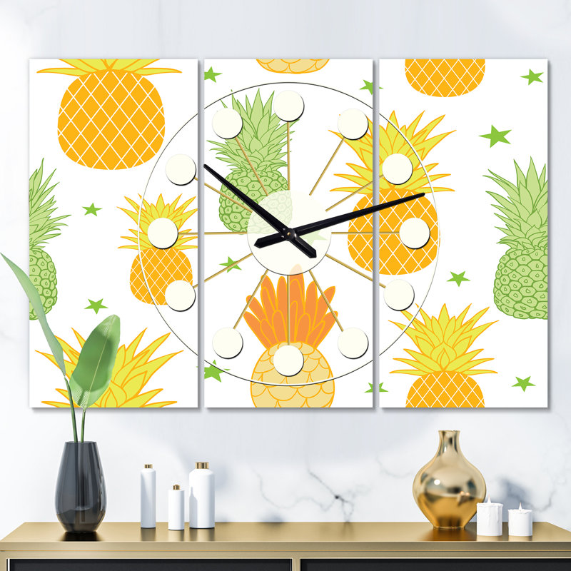 Horloge murale surdimensionnée de l’summer de l’ananas bliss ii Mid-Century