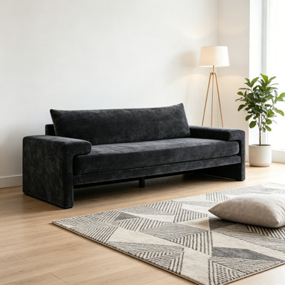 Chenille Upholstered 3-Seater Sofa with Wide Armrests