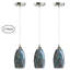 Ensemble de 3 luminaires suspendus sphériques en verre bleu pierre 71,4 po
