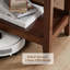 Table d'appoint rustique 100 % bois massif – Table d'appoint à 2 niveaux avec tablette de rangement, noyer
