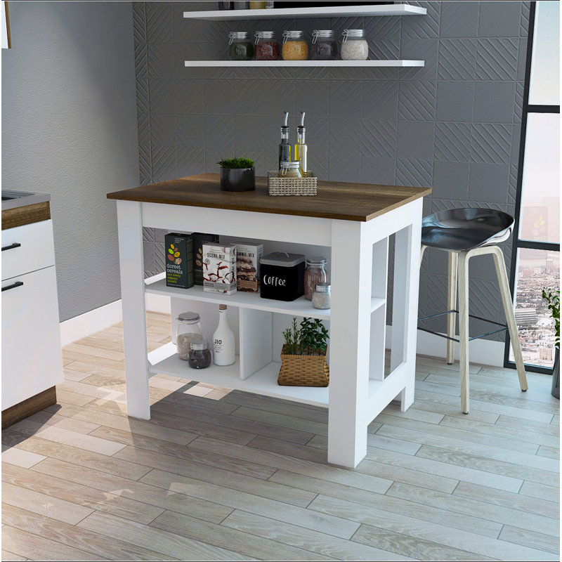 Îlot de cuisine, quatre pieds, trois tablettes