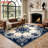 Vintage Style Area Rug, Blue White Damask Pattern, Machine Washable Non Slip, Indoor Decor for Living Room Bedroom Entryway Front Door Kitchen Balcony Apartment Cozy Home-129036998