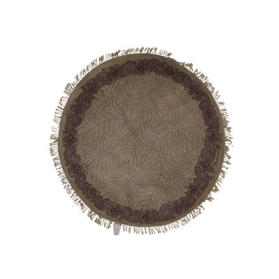 Indo Wool Floral Area Rug in Brown