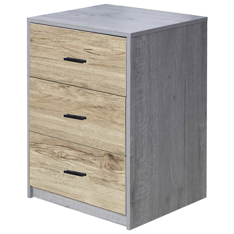 Diakite 40cm W Manufactured Wood Bedside Table, Ash Grey/Oak