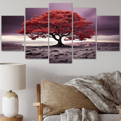 'Purple Tree Purple Autumn Whispers I - Floral Canvas Wall Art - 5 Panels