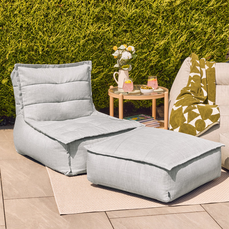 Dolce Outdoor Lounger Chair and Footstool Bean Bag, Grey