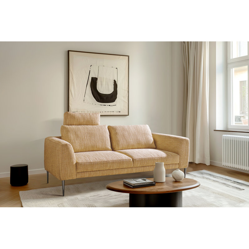 Boucle Sofa, Yellow/White, 2