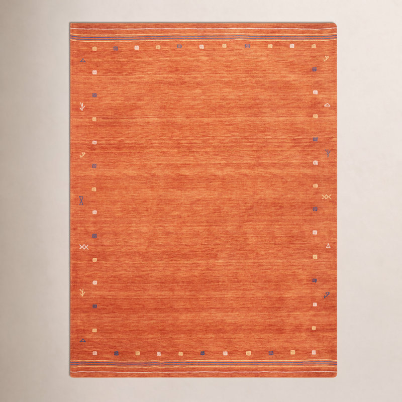 Tapis rouille en laine Danette, Rectangle 6 pi x 9 pi
