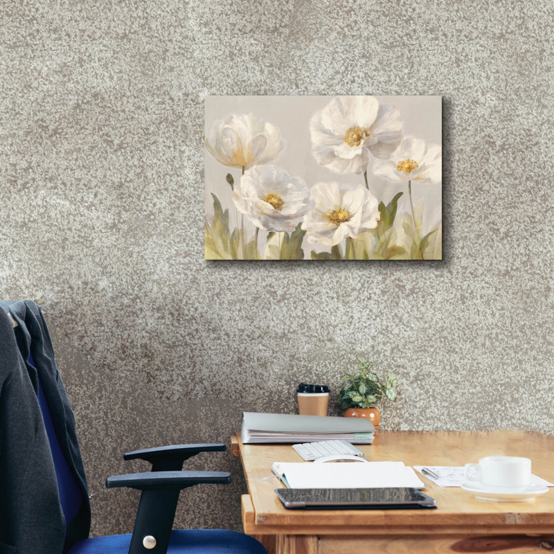 Art mural sur toile Epic Graffiti «White Anemones» par Danhui Nai, H 18 po x l 26 po