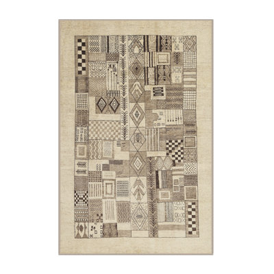 Tapis beige/gris contemporain