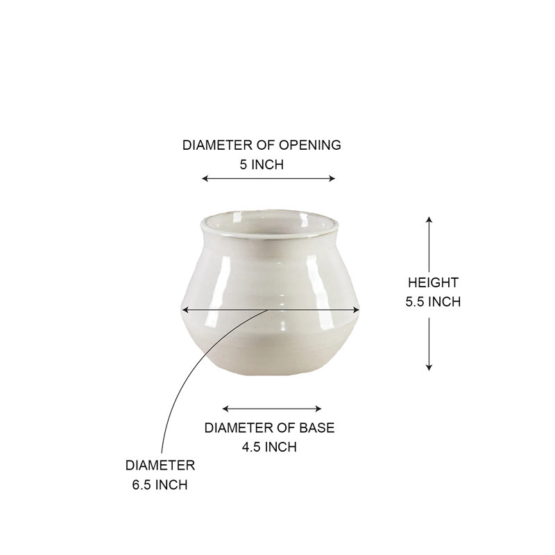 Ceramic Pot Vase - Elegant Glossy Finish, Timeless Flared Design, Perfect For Floral Arrangements, Modern Home Décor & Gift Ideas