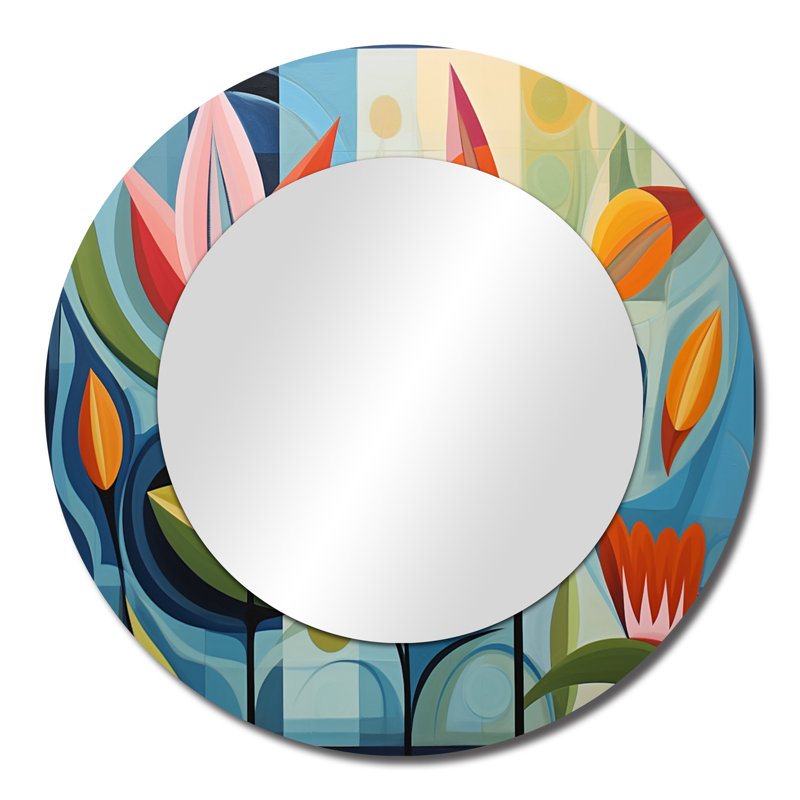 Miroir mural vert Mid Century, 23 po x 23 po