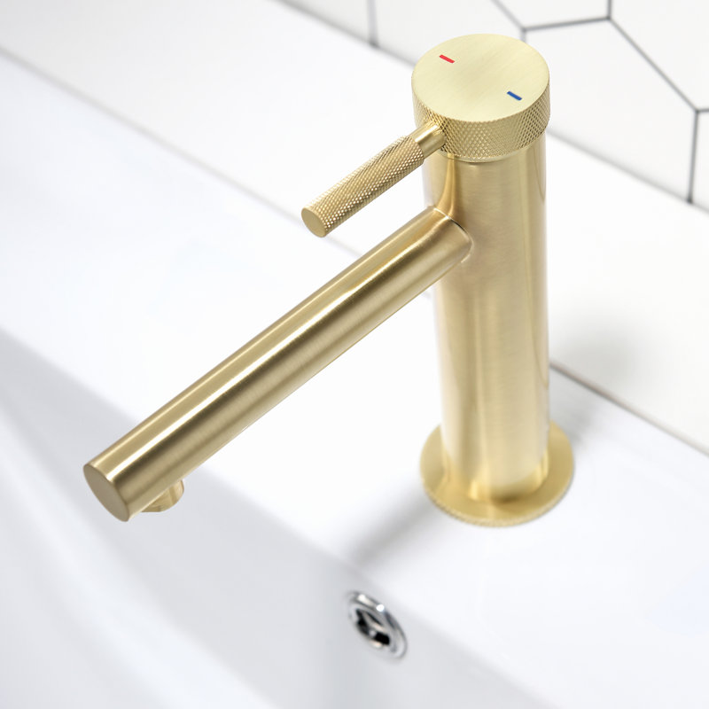 Deck Mounted Single Hole Single Handle Bathroom Sink Faucet, Brushed Gold