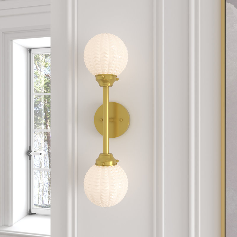 Mattias 2 - Light Dimmable Wall Sconce with Water Glass, White, Brushed Gold