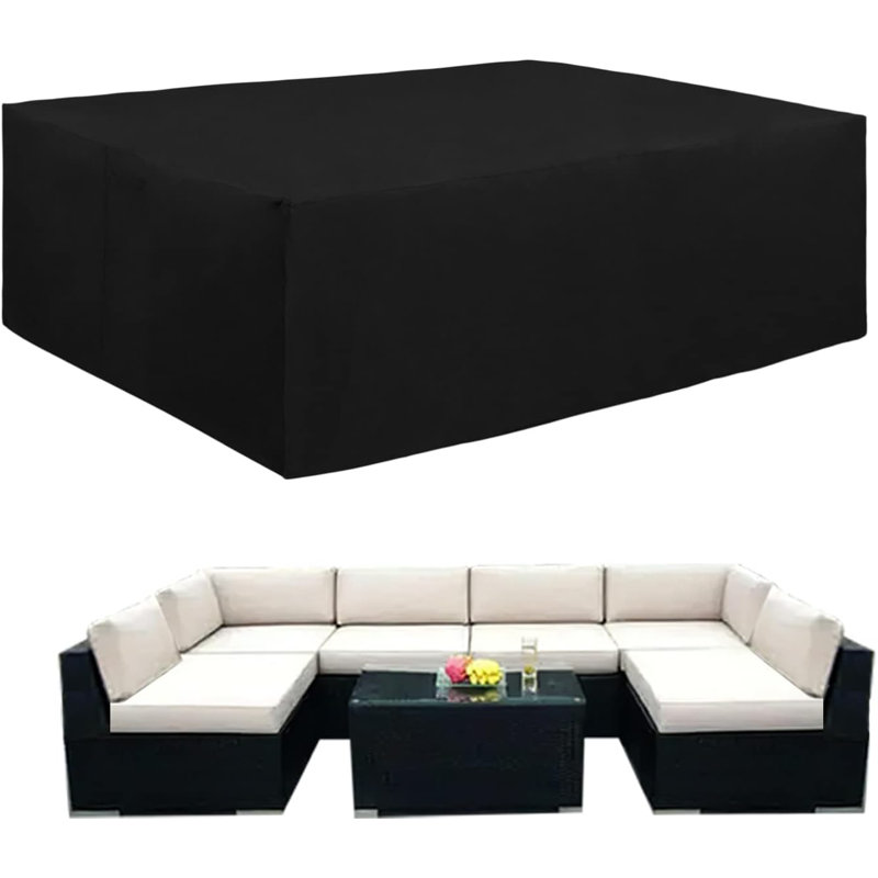 Black Heavy Duty Waterproof Patio Furniture Cover, 110"L x 84"W x 28"H