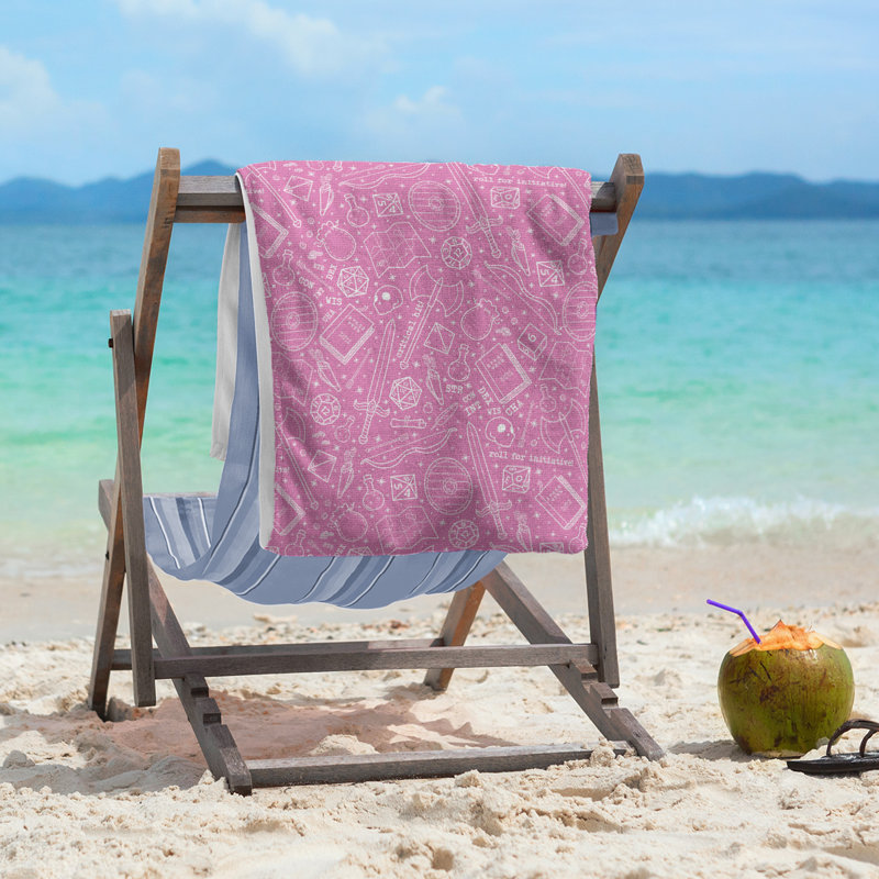 Serviette de plage RPG, Rose/blanc