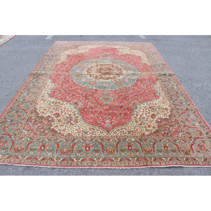 Tapis turc surdimensionné rouge de style Oushak rétro pour décoration tribale en laine