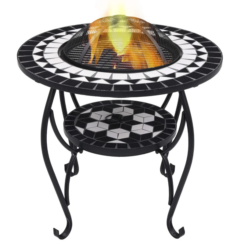 Esmeyer Mosaic Fire Pit Table 68 cm Ceramic, Black/White