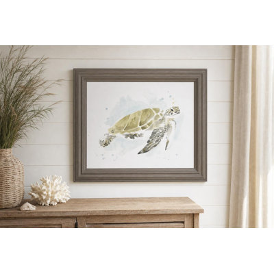 Art mural Serene Sea Turtle - 22 po x 26 po - cadre brun