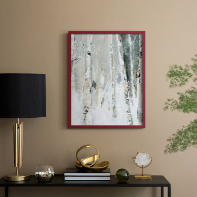 «Snowy Birch II», reproduction encadrée - bois massif