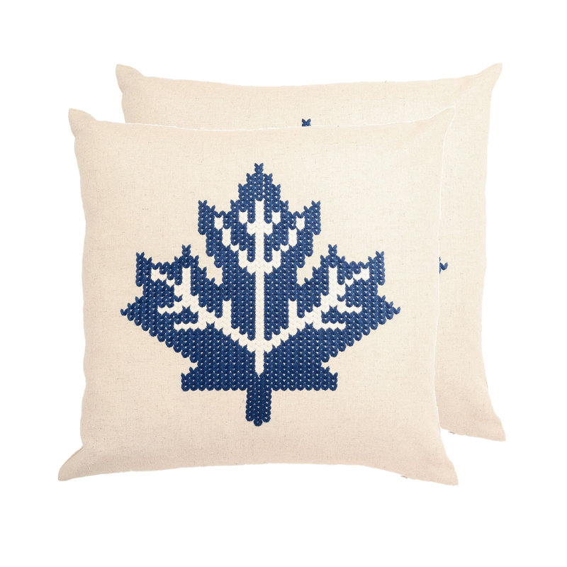  Housse et insert de coussin décoratif carré en mélange de lin O canada, Bleu marine, Mélange de duvet