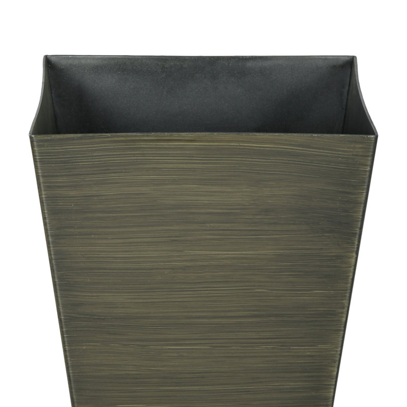 28" Tall Outdoor Pots, Of 3 Large Taper Planters With Drainage. Faux Wood Plastic For Patio, Garden, Indoor. Dark Brown. Stackable, Plant Health Planter , Pots For Outdoor, Long-Lasting Performance