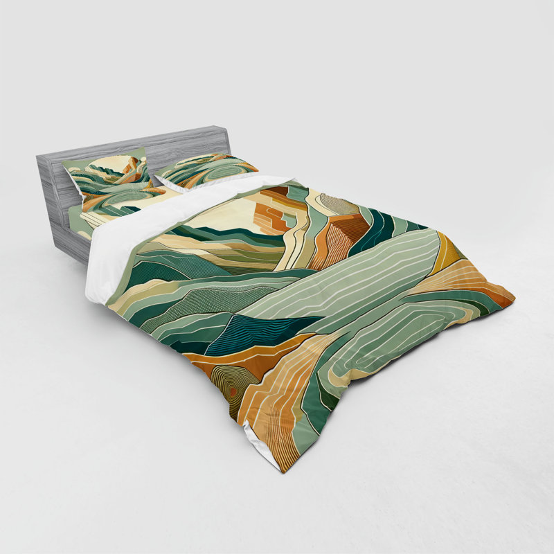 Ensemble de literie Ambesonne Lake et écume de mer pêche et ambre, Housse de couette grand + 3 pièces supplémentair