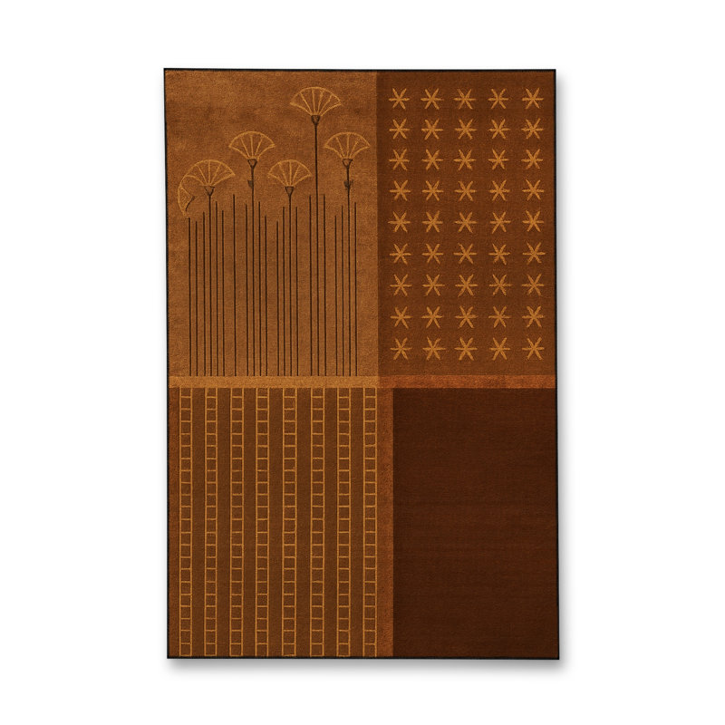 Tapis brun tissé à motif abstrait lavable Mosso, 3 pi 3 po x 4 pi 11 po
