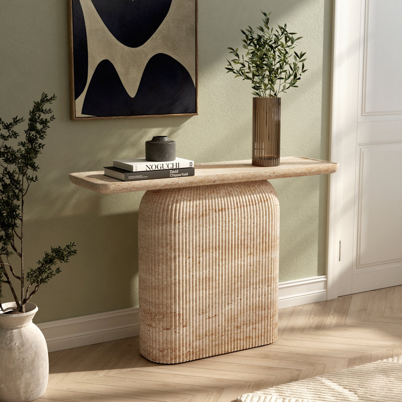 Capri 119.9Cm Console Table, Faux Travertine